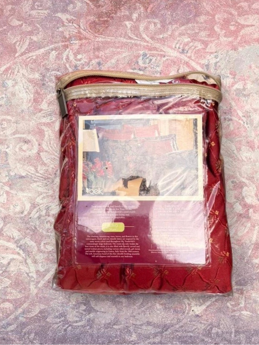 Biltmore Collection Red/Burgundy Euro Sham (One Euro Sham, 26” x 26”)